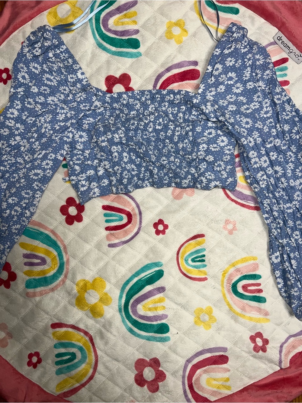 wild fable Blue Floral Smocked Crop Top